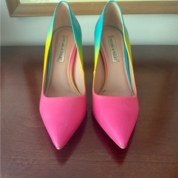 Chelsea & Violet Pink and Orange Heels - Picture 2 of 5